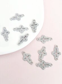 10 件时尚彩色水钻镶嵌镂空十字连接器创意 3 种款式设计吊坠，适用于 DIY 项链、手链、耳环等 - 完美的双悬挂配件，用于制作独特的珠宝