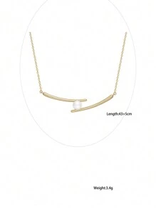 韩国时尚创意仿珍珠筷子吊坠项链，简约优雅颈链 - 幾何 - 查看 10