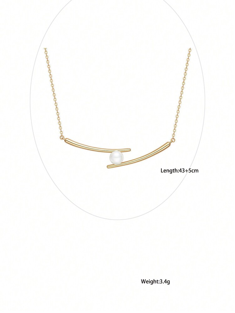 韩国时尚创意仿珍珠筷子吊坠项链，简约优雅颈链 - 幾何 - 查看 10