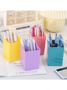 1 pieza Portaplumas para escritorio de oficina/hogar, de gran capacidad, de un solo color - Multicolor - Ver 1