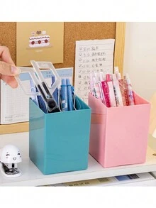 1 pieza Portaplumas para escritorio de oficina/hogar, de gran capacidad, de un solo color - Multicolor - Ver 3