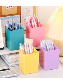 1 pieza Portaplumas para escritorio de oficina/hogar, de gran capacidad, de un solo color - Multicolor - Ver 5