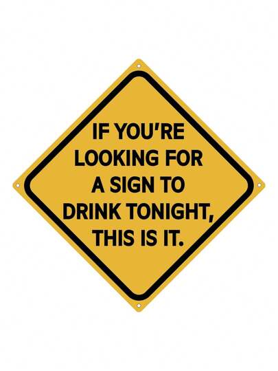 Vintage insegna in metallo "Bevi stasera", decorazione per casa, stanza, parete, bagno, bar, caffè, garage, stile fattoria, migliori regali, 8 x 8 pollici