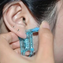 1pc Ear Piercing Gun Kit With Steel Ball Stud Earrings, Piercing Gun And Piercing Tool - Diamond Stud Gun - Blue - View 1