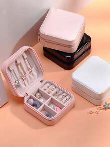 1pc Travel Jewelry Storage Box, Simple Travel And Home Jewelry Storage Box, Portable Earrings, Rings, Bracelets, Jewelry Storage Box, Fashionable Personalized Leather Jewelry Storage Container, Used For Ring, Necklace, Earnail Storage, Perfect Gift For Women, Exquisite And Unforgettable Holiday Gifts For Mother's Day And Valentine's Day, Christmas Gifts