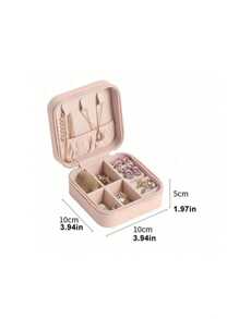 1pc Travel Jewelry Storage Box, Simple Travel And Home Jewelry Storage Box, Portable Earrings, Rings, Bracelets, Jewelry Storage Box, Fashionable Personalized Leather Jewelry Storage Container, Used For Ring, Necklace, Earnail Storage, Perfect Gift For Women, Exquisite And Unforgettable Holiday Gifts For Mother's Day And Valentine's Day, Christmas Gifts