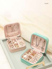 1pc Travel Jewelry Storage Box, Simple Travel And Home Jewelry Storage Box, Portable Earrings, Rings, Bracelets, Jewelry Storage Box, Fashionable Personalized Leather Jewelry Storage Container, Used For Ring, Necklace, Earnail Storage, Perfect Gift For Women, Exquisite And Unforgettable Holiday Gifts For Mother's Day And Valentine's Day, Christmas Gifts