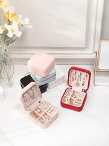 1pc Travel Jewelry Storage Box, Simple Travel And Home Jewelry Storage Box, Portable Earrings, Rings, Bracelets, Jewelry Storage Box, Fashionable Personalized Leather Jewelry Storage Container, Used For Ring, Necklace, Earnail Storage, Perfect Gift For Women, Exquisite And Unforgettable Holiday Gifts For Mother's Day And Valentine's Day, Christmas Gifts