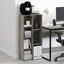 Luder 7-Cube Reversible Open Shelf Bookcase, Wood Finish, Versatile Storage Organizer For Living Room, Bedroom, Office, Study, Home Office, French Oak Grey - 法國橡木 - 查看 1