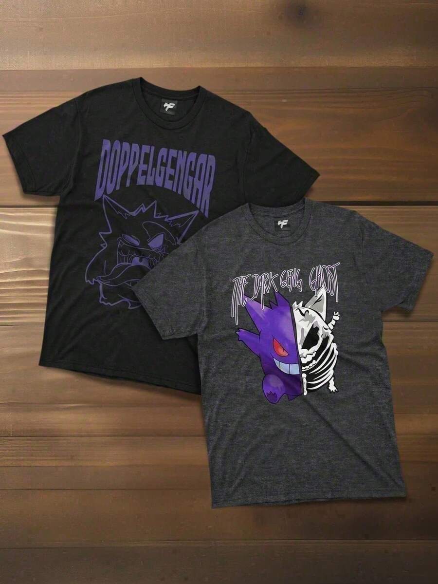 Kit 2 100% Cotton T-Shirts DoppelGengar And Gen Gar Skeleton Set - Màu xám đen - Xem 1