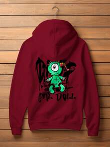 Oversized Evil Doll Print Sweatshirt Blouse Fashion Hip Hop Trap Rap CANGURU 2277 - 紫紅色 - 查看 1