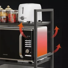 Kitchen Corner Shelf Expandable Microwave Oven Rack Stand Storage Holder 2Tier - Black - View 7