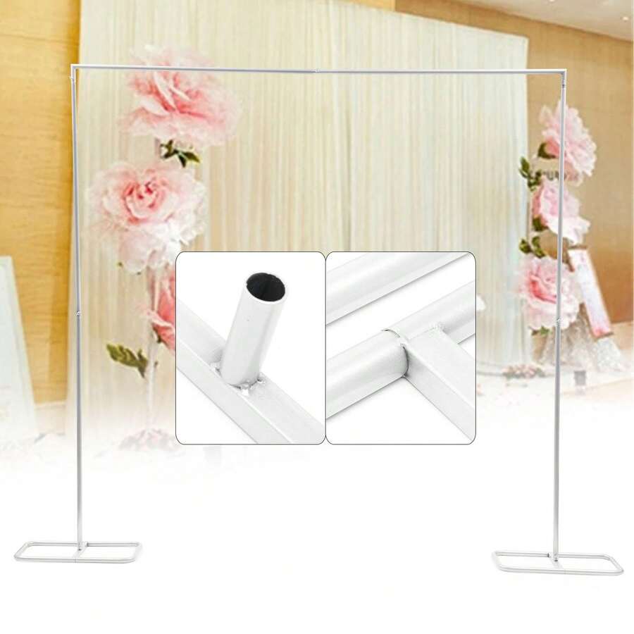 YUNRUX Iron Wedding Arch, White Background Decorations For Flowers, Tulle Balloons, Foliage, Corrugated Arch Shelf For Event Party - A - View 1