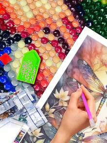 5D DIY 钻石画套装，超大全钻钻石艺术工艺品套装，适合成人，最佳家居装饰墙艺术，圣诞节和万圣节的理想减压礼物 - 薑色 - 查看 3