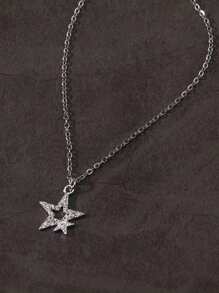 Collar de acero inoxidable con estrellas de rhinestones de estilo gótico vintage, unisex