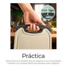 Juego de 3 Tablas de Cocina para Picar y Cortar Alimentos - Beis - Ver 4