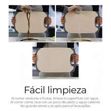 Juego de 3 Tablas de Cocina para Picar y Cortar Alimentos - Beis - Ver 6