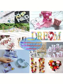 7inch Large Letter Mold For Resin, 26 Capital Letter Alphabet Epoxy Molds, A-Z Thick Resin Letter Molds For Making Letters, DIY Crystal Silicone Mold, 3D DIY Crystal Word Sign Mold For Party Home Decor - White - View 4