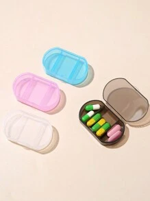 1 件/3 件迷你透明药盒，带三个隔层，旅行药品收纳盒防潮小型 3 格药盒旅行药丸整理器，塑料药丸收纳盒，便携式药盒小型每周旅行药丸整理器，适用于旅行家庭学校用品大学宿舍，便携式口袋药盒分配器适用于钱包维生素鱼油隔层容器药盒 - 彩色 - 查看 10