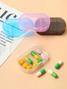 1 件/3 件迷你透明药盒，带三个隔层，旅行药品收纳盒防潮小型 3 格药盒旅行药丸整理器，塑料药丸收纳盒，便携式药盒小型每周旅行药丸整理器，适用于旅行家庭学校用品大学宿舍，便携式口袋药盒分配器适用于钱包维生素鱼油隔层容器药盒 - 彩色 - 查看 9