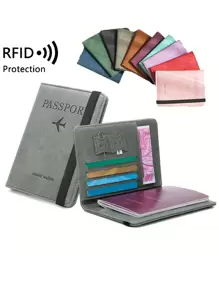 2pcs/Set Passport Folder RFID Anti-Theft Swipe Passport Card Bag Multi Functional Folder Ticket Storage Bag - 2pcs - View 2