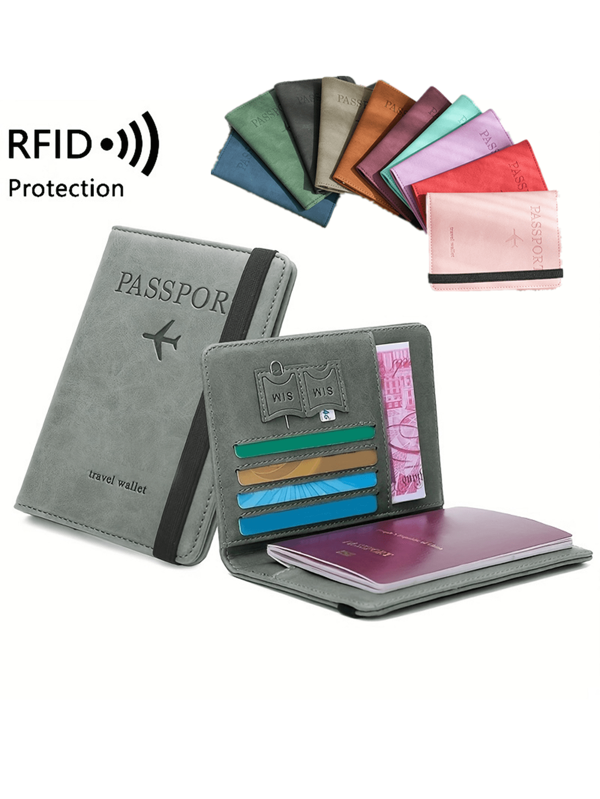 2 قطعة / مجموعة حافظة جواز سفر من النظام المضاد للسرقة RFID، حقيبة تخزين متعددة الوظائف لجواز السفر والبطاقات