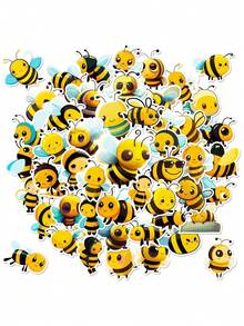 Finego 50 cái Ong mật Hình dán Vinyl Không thấm nước Hình dán Đối với Trẻ em Thanh thiếu niên Người lớn Hành lý Máy tính xách tay Bình nước Ván trượt - Nhiều màu - Xem 6