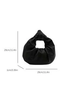 Fashion Soft PU Leather Wrinkled Cloud-Shaped Tote Bag For Women - Black - View 10