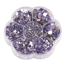 5000pcs/Box, 2mm 3mm 4mm 5mm 6mm, 5 Sizes, Silver Base Crystal Beads Stones,Flower Shape Box Packed, Round Flatback Rhinestones Multi Colors Crystal Gems Non HotFix DMC Jewelry Beads Glass Stones Diamond 3D Pattern Design Accessories Glitter Manicure Decal Decorations For Clothes,Bag,Shoes,Cups,Phone Covers,Handicrafts,Diy Trim.