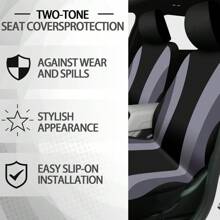 35-Piece Car Seat Cover Set With Steering Wheel Cover, Cup Holder Coasters, Shoulder Pads, And Accessories - Polyester Fabric Interior Decor Kit Without Filler - Xám - Xem 5