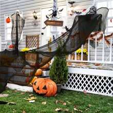 Halloween Schwarze Gruselvorhänge - Gruselige Gaze Stoff Tücher Halloween Dekorationen für Spukhaus, Halloweenparty, Türen und Outdoor Dekoration