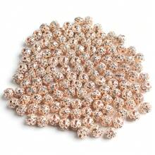 50 hạt đá pha lê 6/8mm mạ vàng hồng bạc đen kim loại dạng bi rời dùng làm đồ trang sức phụ kiện vòng tay DIY - Vòng khoan hình cầu - Xem 13