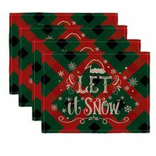 1/4 miếng lót đĩa họa tiết bông tuyết Let It Snow, miếng lót bàn bếp bằng vải lanh, đồ dùng nhà bếp, đồ trang trí tiệc cưới - Nhiều màu - Xem 17