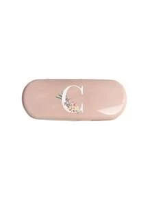 1pc Cream Solid Color Eyeglass Case, New Minimalist Design, Portable, Waterproof And Dustproof (Small, Plastic Material) Letter Eyeglass Hard Case - PU Leather A-Z Floral Print Eyeglass Case - Pink - View 27