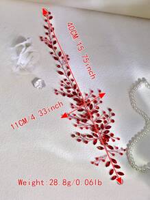 1件水钻花朵发箍，闪亮花环头饰，适合新娘、婚礼、节日、派对、庆典、日常休闲、情人节、新年嘉年华等场合佩戴。 - 紅色 - 查看 5