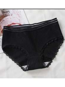 4 calzones lindos para niñas de canalé, cintura elástica, suaves, transpirables. Pantaleta para niñas de canalé - Multicolor - Ver 3