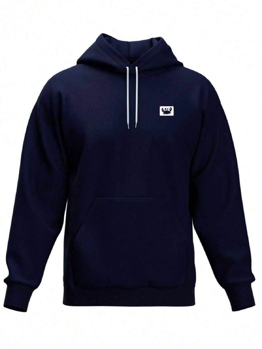 Cool Blouse Men's Relaxed  Print Hooded Sweatshirt With Kangaroo Pocket - Màu xanh hải quân - Xem 1