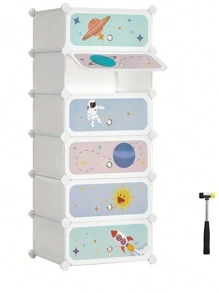 SONGMICS - Zapatero para niños con Puertas, Organizador apilable de 6 Ranuras, Color Blanco - Blanco - Ver 1