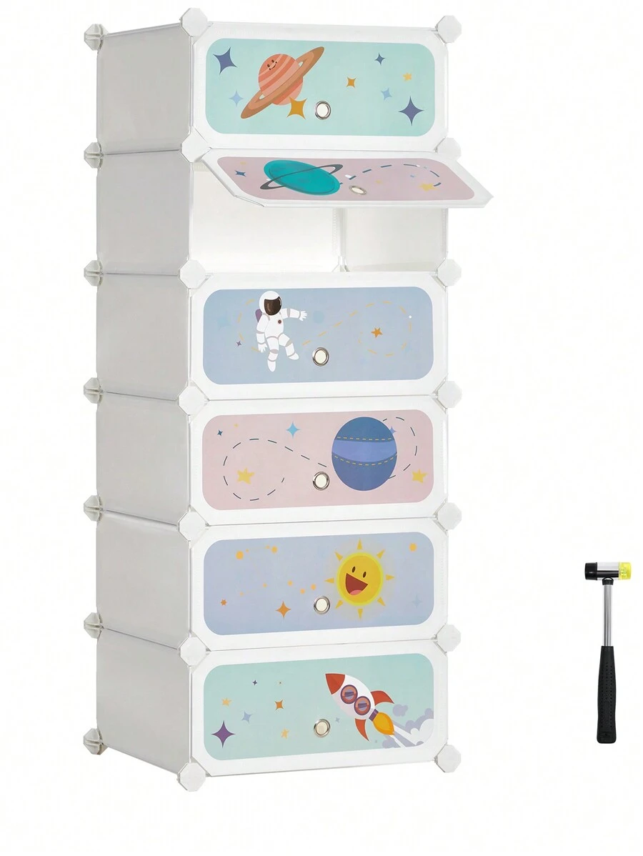 SONGMICS - Zapatero para niños con Puertas, Organizador apilable de 6 Ranuras, Color Blanco - Blanco - Ver 1