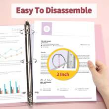 3 Ring Binder, Clear View Binder Three Ring  (Fit 8.5x11 Inches) For School Binder Or Office Binder Supplies - 粉紅色-2寸 - 查看 4