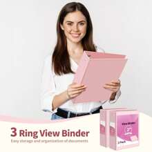 3 Ring Binder, Clear View Binder Three Ring  (Fit 8.5x11 Inches) For School Binder Or Office Binder Supplies - 粉紅色-2寸 - 查看 5