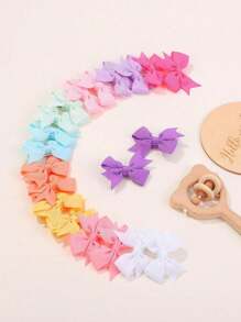20 PIEZAS Lazos de pelo de bebé de 2.2 pulgadas al azar, pinzas totalmente forradas de cinta gruesa boutique unicolor, mini lazos para niñas, adolescentes, bebés, niños pequeños, recién nacidos - Multicolor - Ver 7