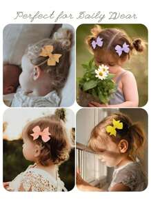 20 PIEZAS Lazos de pelo de bebé de 2.2 pulgadas al azar, pinzas totalmente forradas de cinta gruesa boutique unicolor, mini lazos para niñas, adolescentes, bebés, niños pequeños, recién nacidos - Multicolor - Ver 5