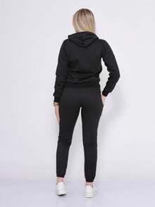 Kit 2 Sets Of Women's Flannel Sweatshirt, Blouse And Pants - 黑色 - 查看 3