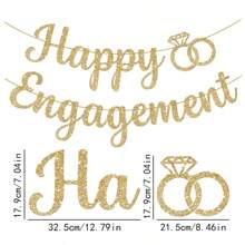 Biểu ngữ "Happy Engagement" bằng vàng và vàng hồng, Biểu ngữ tiệc độc thân, Biểu ngữ tiệc cô dâu và chú rể, Trang trí tiệc đính hôn cô dâu, Giáng sinh - Vàng - Xem 3