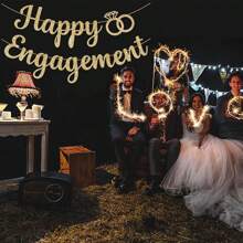Biểu ngữ "Happy Engagement" bằng vàng và vàng hồng, Biểu ngữ tiệc độc thân, Biểu ngữ tiệc cô dâu và chú rể, Trang trí tiệc đính hôn cô dâu, Giáng sinh - Vàng - Xem 2
