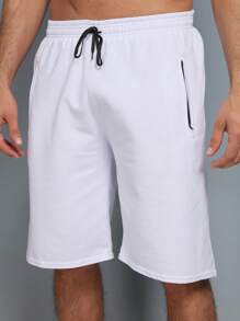 Adult Men's Sweatshirt Shorts With Zipper Bags - 白色 - 查看 6