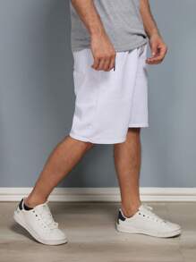 Adult Men's Sweatshirt Shorts With Zipper Bags - 白色 - 查看 2
