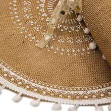 4pcs/6pcs Set - Linen Printed White Geometric Pom Pom Edge Placemats, Heat Resistant Dining Table Mats For Kitchen And Dining Room - Multicolor - View 5