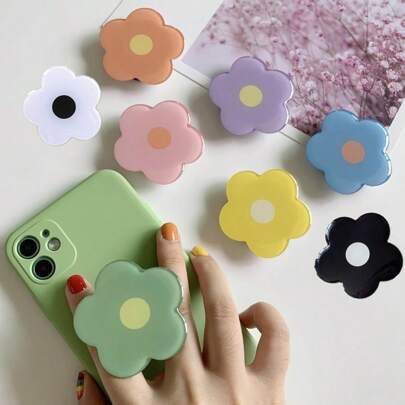1pc Self-Adhesive Retractable Multicolor Flower Phone Holder Compatible With IPhone, Android Phone, Gift For Birthday, Family, Friends Push-Pull Phone Grip, Phone Accessories